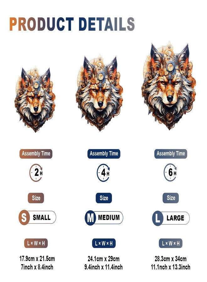 DOCRAGI Wooden Puzzles for Adults - Mechanical Gearwolf Wooden Jigsaw Puzzle - Unique Animal Shaped Wood Puzzles Adult - Christmas Birthday Gifts for Adults/Friends/Family - 85pcs 8.4 * 7.0in - Image 4
